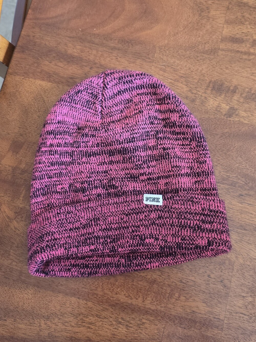 PINK Victoria's Secret Pink and Black Marled Knit Beanie
